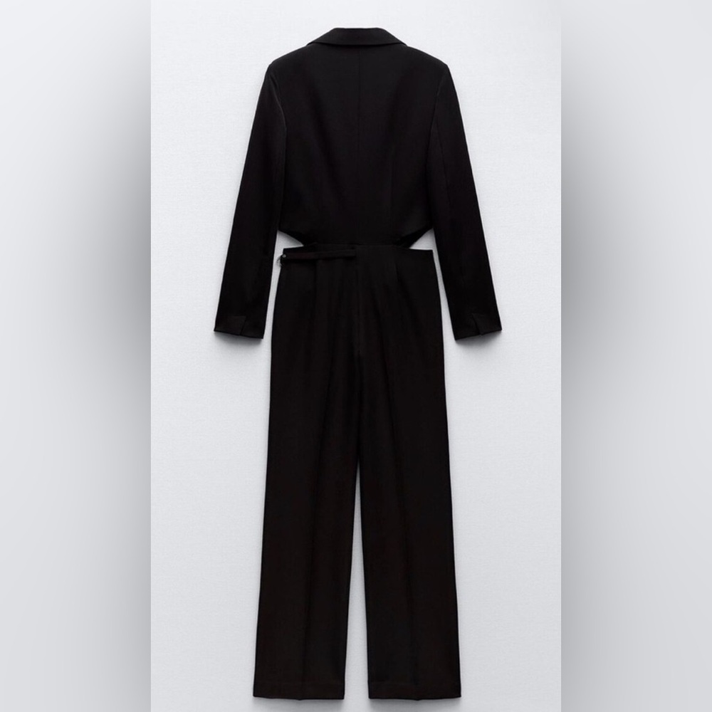 ZARA ~ BLACK CUT-OUT FULL LENGTH JUMPSUIT BLAZER - Picture 4 of 15